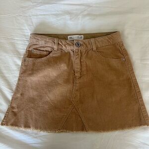 Zara Brown Corduroy A-Line Skirt